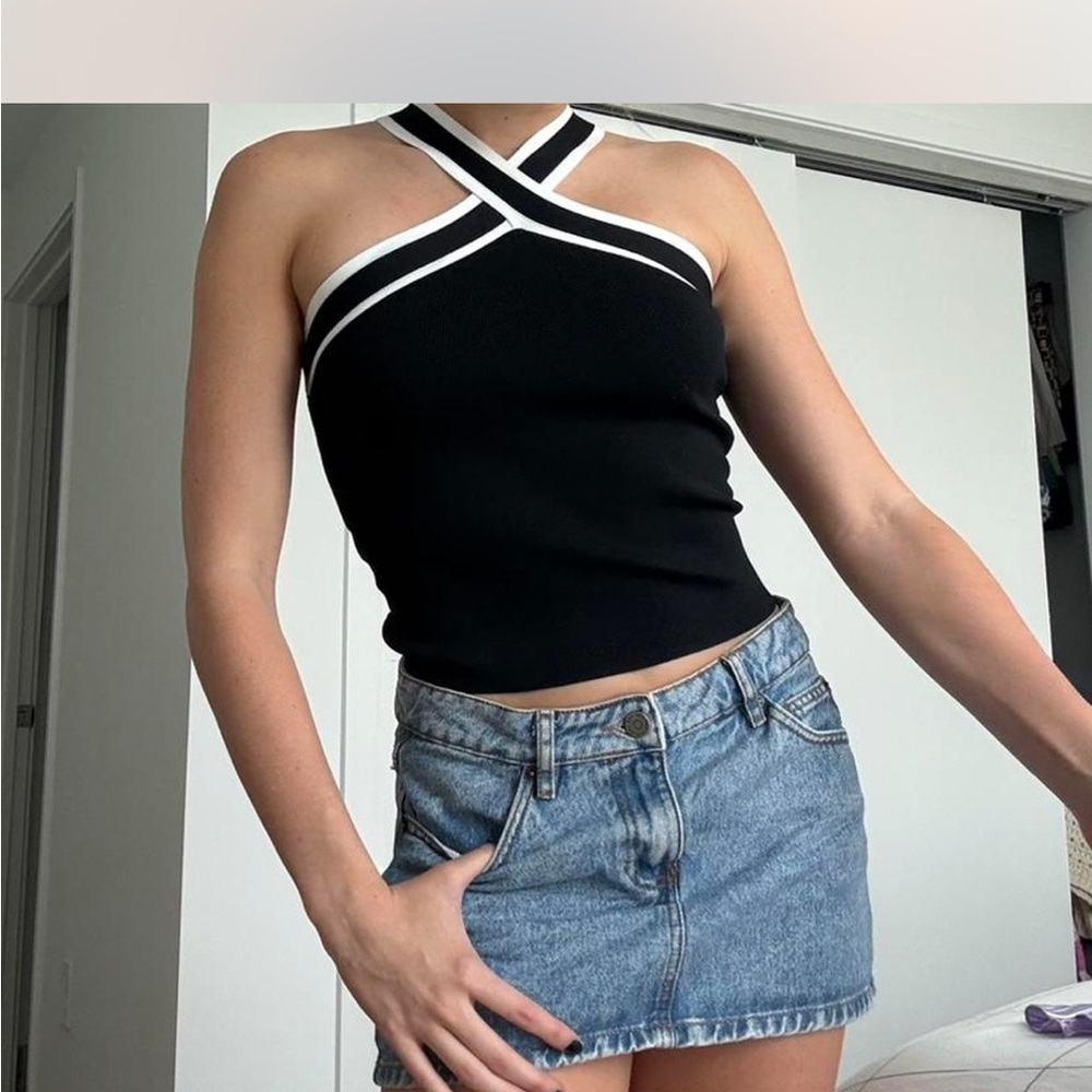 Black and White Halter Top